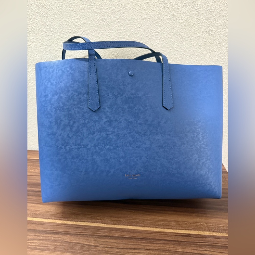 KATE SPADE BLUE TOTE POLKADOT INSIDE - Picture 5 of 6